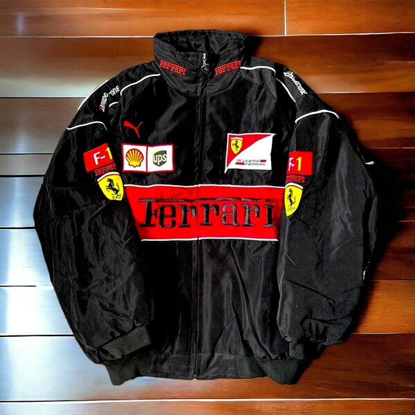 FERRARI F1 JACKET - Bestickte Rennjacke - Formel-1 Vintage Jacke, Vintage Unisex Rennjacke, Y2K 90er Jahre Racing Fan Geschenk, F1 Merch