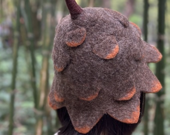 Felted Wool Nut Hat: Ren Faire Costume, Sauna Accessory