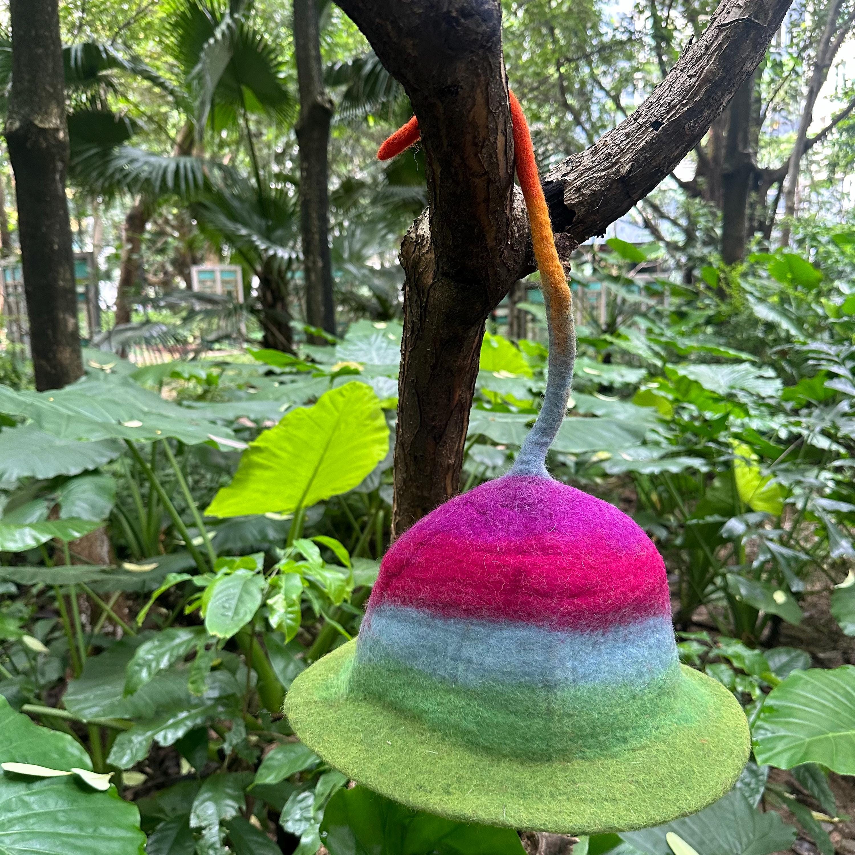 Handmade Colorful Tie Dye Merino Wool Felted Sauna Cap Bucket Hat One of a Kind New Sauna Hats! Thermal, insulating and functional. These  main image 4
