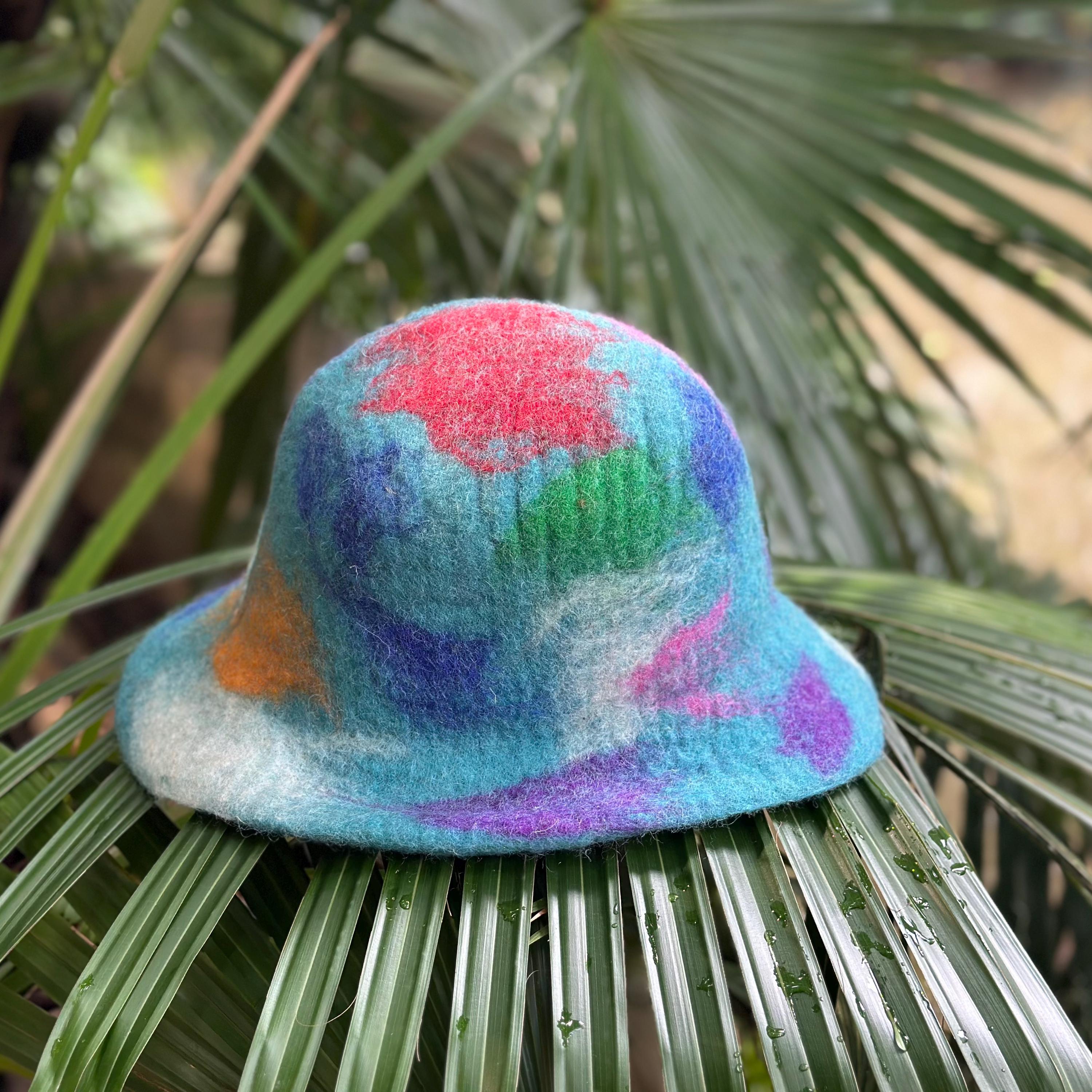 Tie Dye Felted Bucket Hat: Rainbow Costume, Sauna & Ren 
