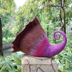 Purple Brown Felted Witch Hat: Halloween Costume, Novelty Gift