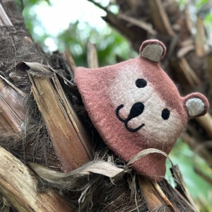 Teddy Bear Wool Felt Hat: Animal Costume Sauna Hat