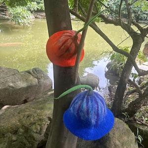 Orange Felted Wool Hat: Cosplay, Sauna, or Festival