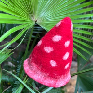 Christmas Gift, Red Witch Hat, Mushroom Hat, Galaxy Felted Hat, Elf Hat,  Christmas Hat, Sauna Hat, Fairy Hat, Festival Hat, Costume Hat.