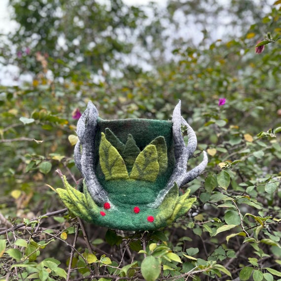 Green Wool Felted Forest Hat: Novelty Costume, Cosplay clothing, Ready To Ship!