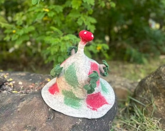 Gray Mushroom Hat, Renaissance Faire Hat, Sauna Cap, Costume Accessories.