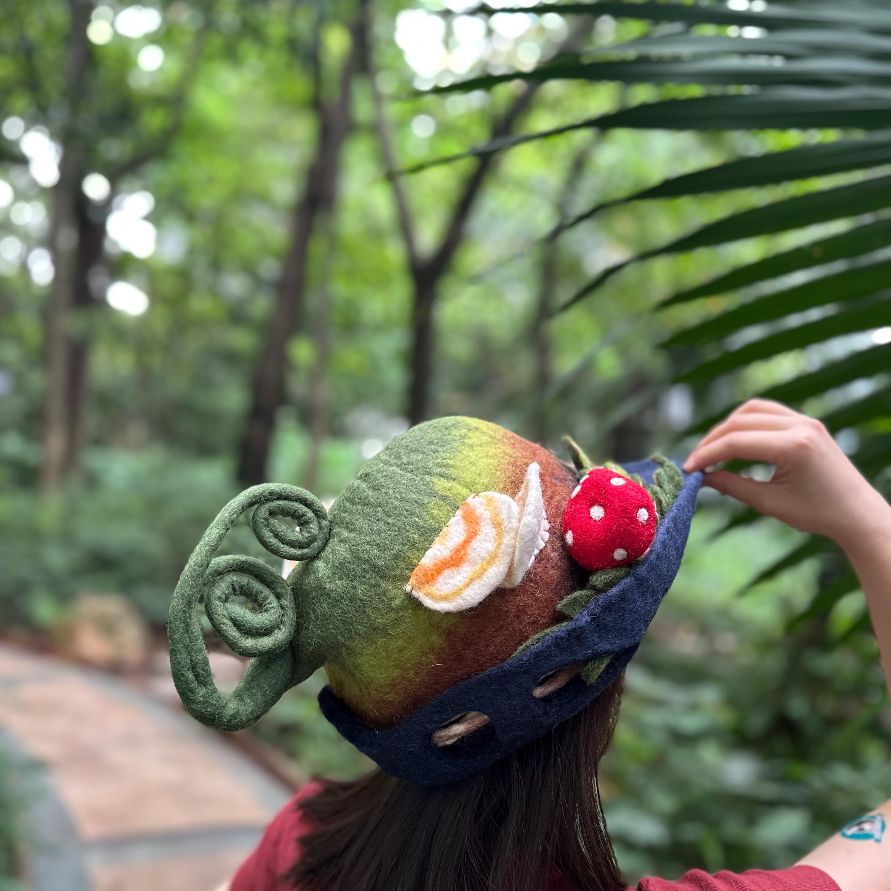 Felted Wool Mushroom Hat: Spring Forest Costume, Sauna Hat 
