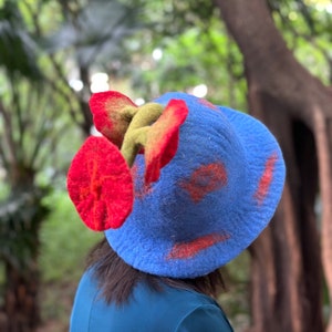 Wool Felt Flower Hat: Novelty Costume Sauna Hat