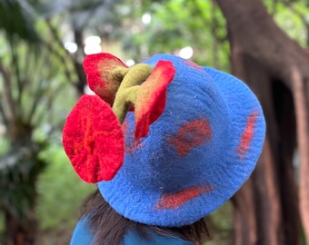 Wool Felt Flower Hat: Novelty Costume Sauna Hat