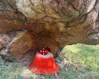 Orange Mushroom Hat, Costume Clothing, Sauna Hat, Wool Felted Cap.