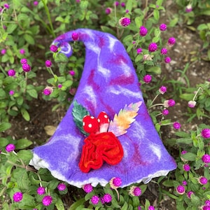 Purple Wool Witch Hat: Novelty Flower Felt Hat (58-60CM)