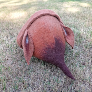 Handmade Wool Felt Fox Hat: Novelty Costume Sauna Hat