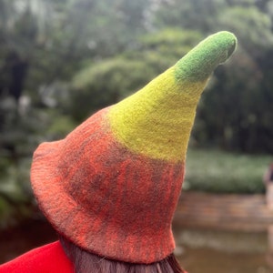 Felted Wool Witch Hat: Brown Wizard, Elf, Sauna, Festival Hat