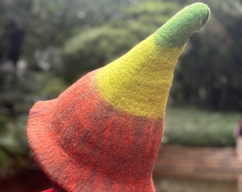 Felted Wool Witch Hat: Brown Wizard, Elf, Sauna, Festival Hat