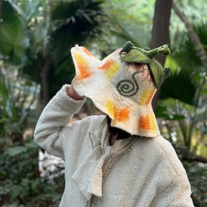 Handmade Wool Felted Bucket Hat: Vanilla Fairy Style.