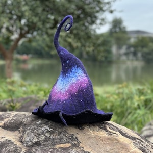 Galaxy Wool Felt Witch Hat: Purple Costume Hat