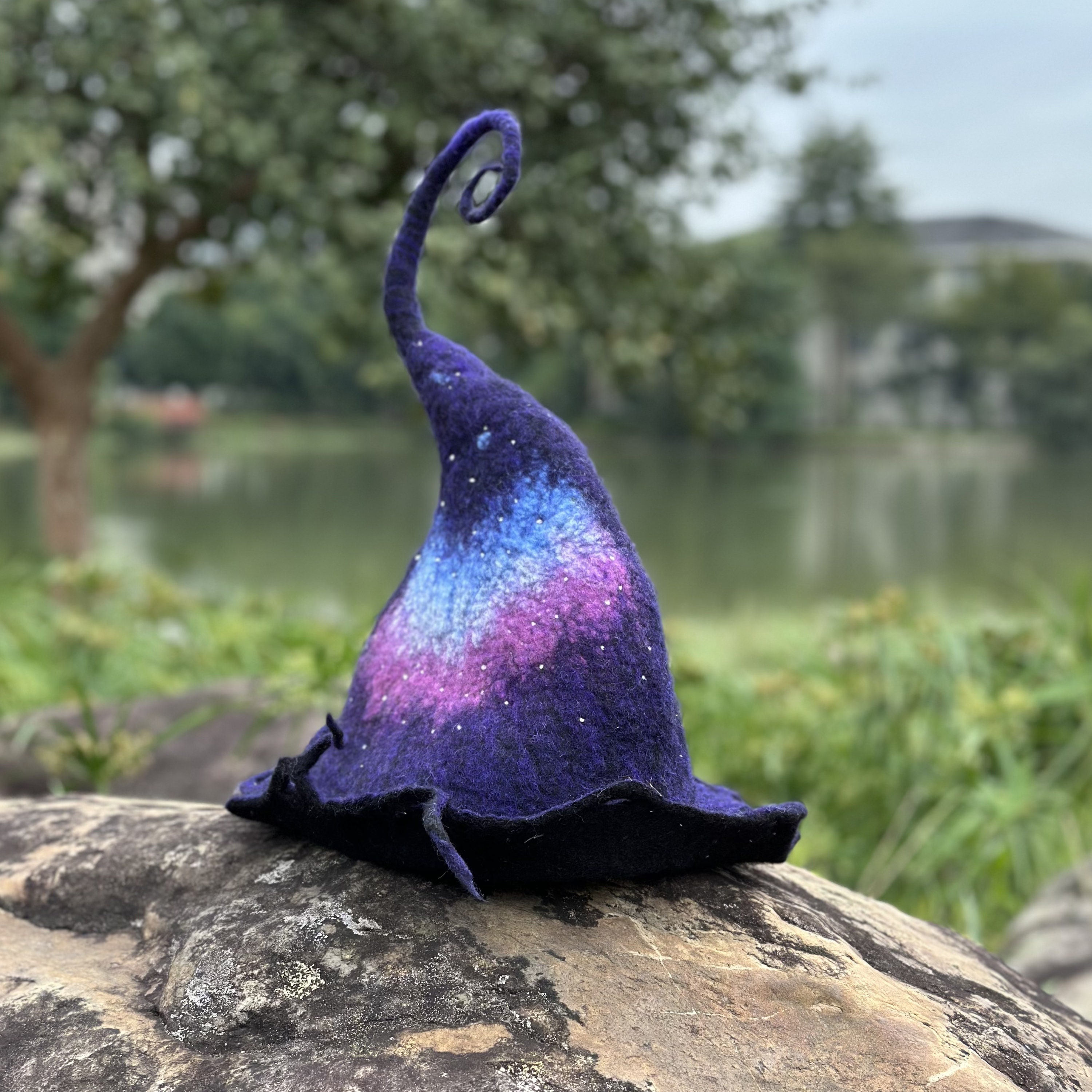 Galaxy Wool Felt Witch Hat: Purple Costume Hat