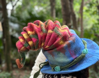 Huge Felted Witch Hat: Rainbow Wizard Costume, Renaissance Faire Outfit
