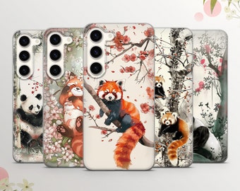 Red panda Phone Case Bamboo Cover for Samsung Galaxy S24Ultra, S23, S22, A15, A14, A54, A53, iPhone 15, 14, 13, Google Pixel 8A