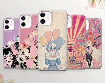 Vintage Circus Clown Phone Case: Clear TPU Gel Cover  for iPhone, Samsung, Google Pixel
