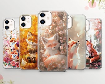 Cute Fox Phone Case Aesthetic Art Cover for iPhone 15Pro, 14, 13, 12, 11, Samsung S24Ultra, S23, S22, A54, A53, A15, A14 Pixel 8a, 7a, 6
