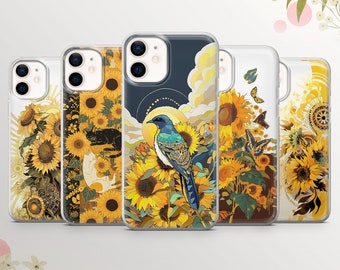 Sunflowers Phone Case Aesthetic Art Cover for iPhone 15Pro, 14, 13, 12, 11, Samsung S24Ultra, S23, S22, A54, A53, A15, A14 Pixel 8a, 7a, 6