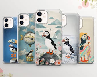 Cute Puffin Phone Case Bird Cover for iPhone 17Pro, 15, 14, 13, 12, Samsung S25Ultra, S24, S23, A55, A54, A16, A35 Pixel 10, 8a,7a ,7Pro,6a.