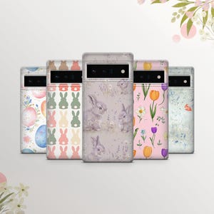 Fluffy Bunny Phone Case Rabbit in Flowers Cover for Google Pixel 9 Pro XL, 8A, 7Pro, 7A, 6A, Samsung S25, S24, S23, A15 Iphone 16, 15, 14,13