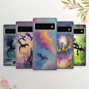 Étui pour téléphone Dragon mystique avec reptile pour Google Pixel 9 Pro XL, 8A, 7Pro, 7A, 6A, Samsung S25, S24, S23, A15 Iphone 16 Pro, 15, 14, 13, 12