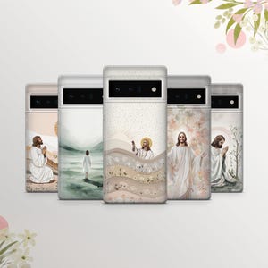 Jesus Christ Phone Case Christianity Art Cover for Google Pixel 9 Pro XL, 8A, 7Pro, 7A, 6A, Samsung S25, S24, S23, A15 Iphone 16 Plus,15, 14