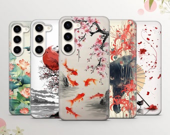 Geisha Phone Case Sakura Cover for Samsung Galaxy S25Ultra, S24, S23, A16, A36, A56, A55, iPhone 17, 15, 14, 13, 12.Google Pixel 9 Pro, 7a 7