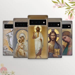 Religious Flowers Phone Case Jesus Christ Cover for Google Pixel 9 Pro XL, 8A, 7Pro, 7A, 6A, Samsung Galaxy S25+ S24, S23, A15 Iphone 16, 15