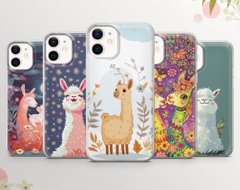 Cute Alpaca Phone Case Aesthetic Art Cover for iPhone 15Pro, 14, 13, 12, 11, Samsung S24Ultra, S23, S22, A54, A53, A15, A14 Pixel 8a, 7a, 6