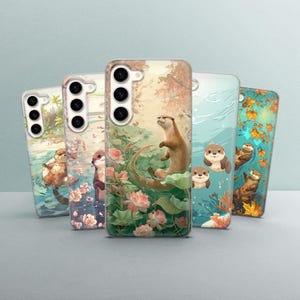 Cute Otter Art TPU Phone Case, Playful Poses