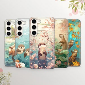 Fluss Otter Kunst Handyhülle Biber Illustration für Samsung Galaxy S25Ultra, S24, S23, A16, A36, A56, A55, iPhone 15,14,13,12. Pixel 9
