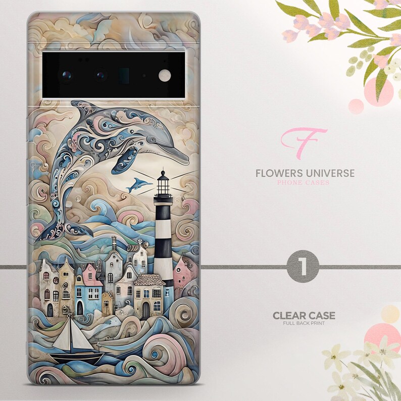 Sea Animals Phone Case Dolphin Cover for Google Pixel 9 Pro XL, 8A