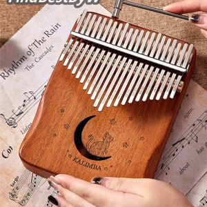 17 Keys Moon Cat Kalimba Thumb Piano, 21 Keys Star Cat Thumb Piano, Wood String Instrument, Thumb Piano For Beginners, Kalimba Thumb Piano