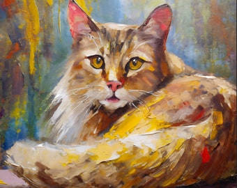 Custom Cat Oil Painting,Oil Painting from Photo,Custom Portrait,Art from Photo for your Favourite Pet and Animal