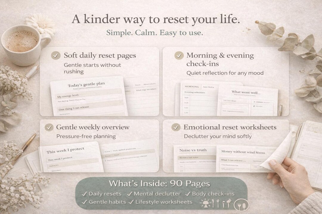 Gentle Reset Planner for Overwhelmed Women | Calm ADHD Friendly Daily ...