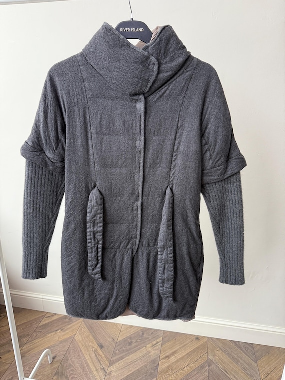Brunello Cucinelli, Vintage Brunello Cucinelli Womens Grey Cashmere Virgin Wool Down Puffer Coat Jacket