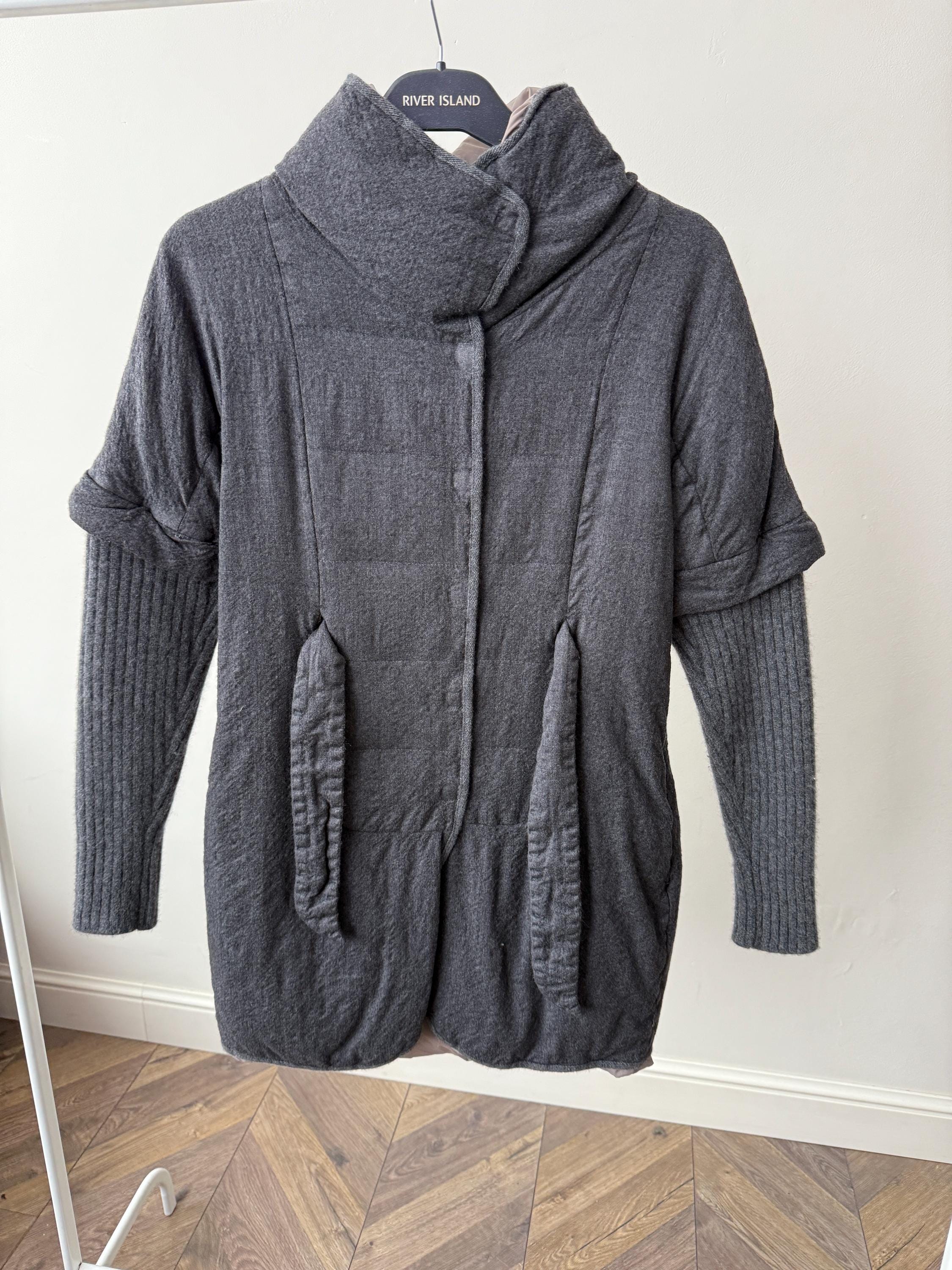 Brunello Cucinelli, Vintage Brunello Cucinelli Womens Grey Cashmere Virgin Wool Down Puffer Coat Jacket