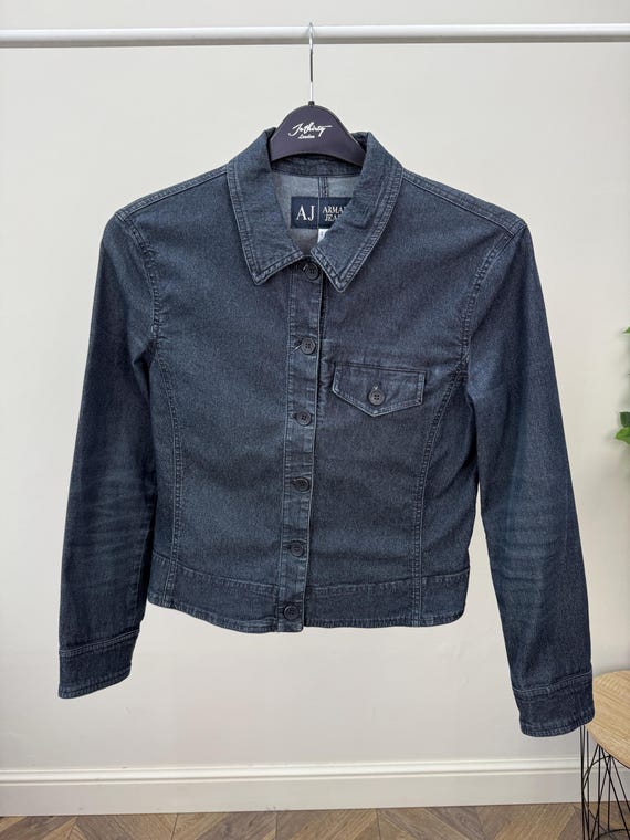 Vintage Armani Jeans AJ Women's Cropped Denim Jacket Blue - Etsy