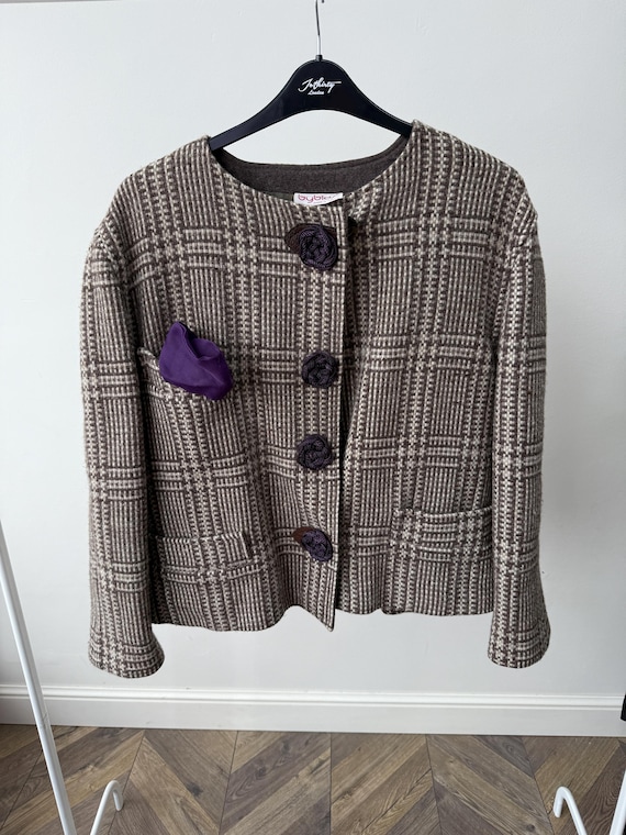 Byblos, Vintage Byblos Women’s Wool Jacket Blazer Brown Check
