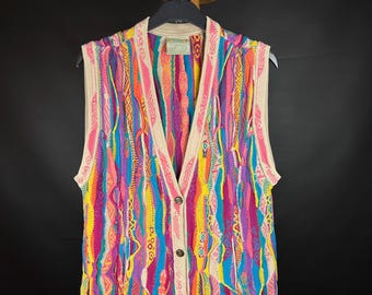 Chaleco VTG Coogi Australia con botones multicolor