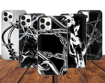 Schwarze Kette Print Phone Case für iPhone 15 ProMax 14 Pro 13 12 11 X XS Xr Samsung S24 Ultra S23Plus S22 S21 S20 S10 Goggle Pixel 8 Pro 7 Pro