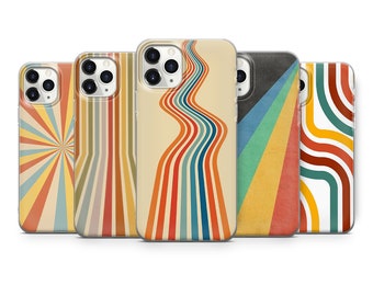 Retro Stripes Phone Case Aesthetic Vintage Cover fit for iPhone 15 Pro Max, 14 Plus, 13, 12, 11, XR & Samsung S24, S23, A54, A53, Pixel 8