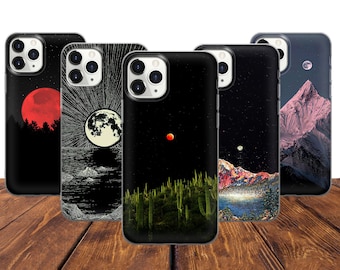 Landschaft des Mondes Handytasche für iPhone 15 ProMax 14 Pro 13 12 11 X XS Xr Samsung S24 Ultra S23 Plus S22 S21 S20 S10 Goggle Pixel 8 Pro7