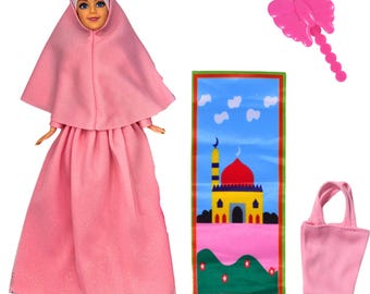 Speelset gebedspop – islamitisch speelgoed met gebedskleed en accessoires