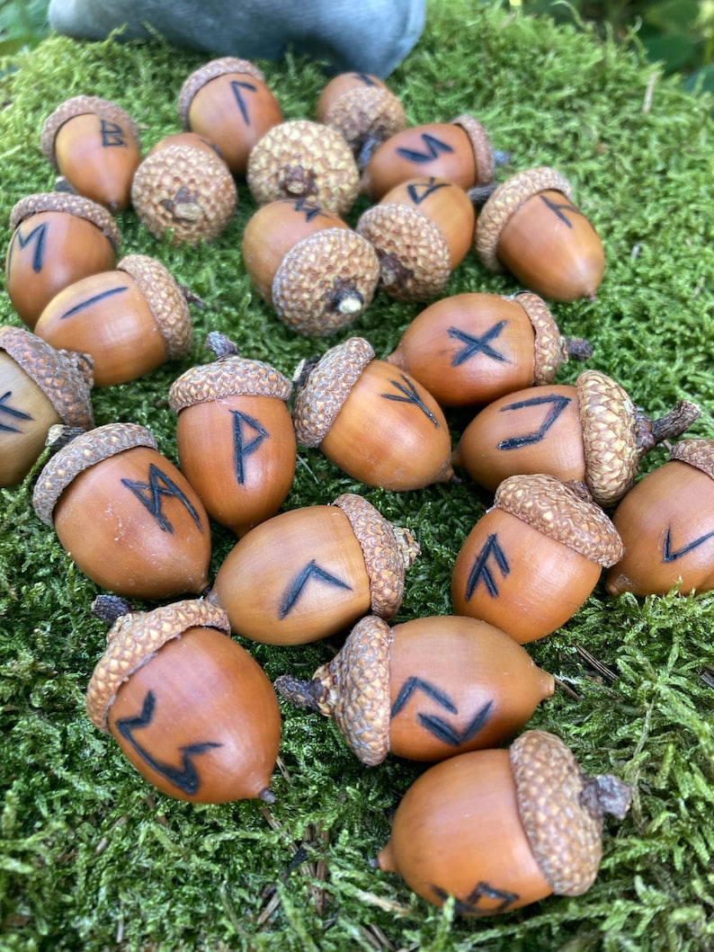 Elder Futhark Acorn Rune Set - Handmade Celtic Runes for Divination ...