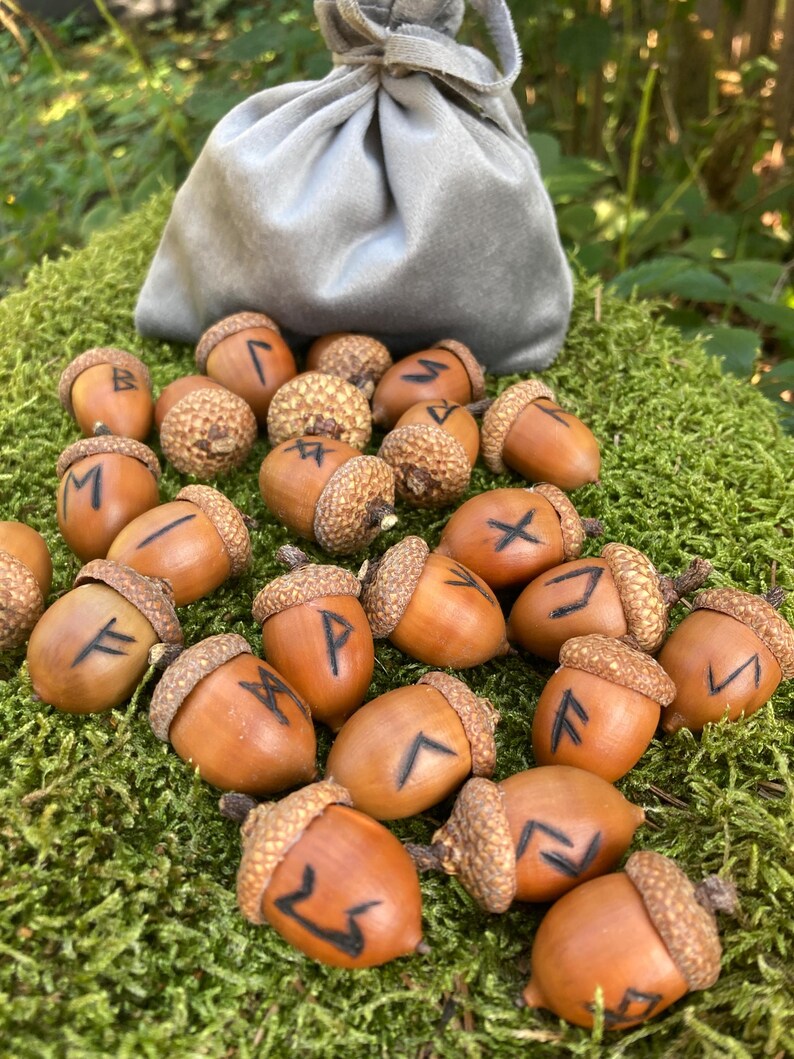 Elder Futhark Acorn Rune Set Handmade Celtic Runes For Divination elder-futhark-acorn-rune-set-handmade-celtic-runes-for-divination